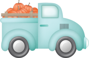 an autumn truck delivering pumpkins